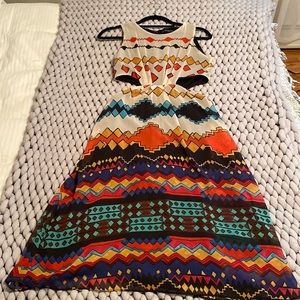 ZARA. Trafaluc Collection, Aztec print cut out dress